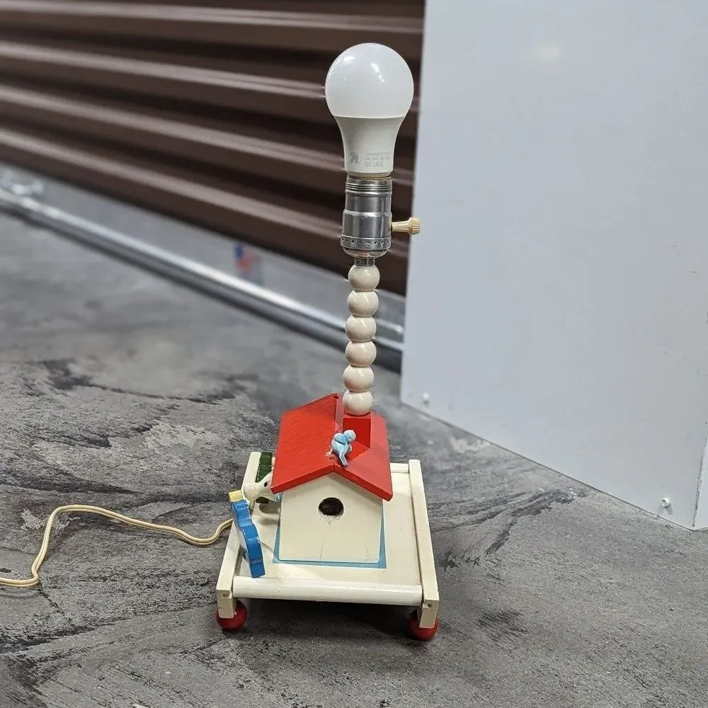 Vintage Children's Wooden Animal Boat Lamp w Three‎ Light Settings